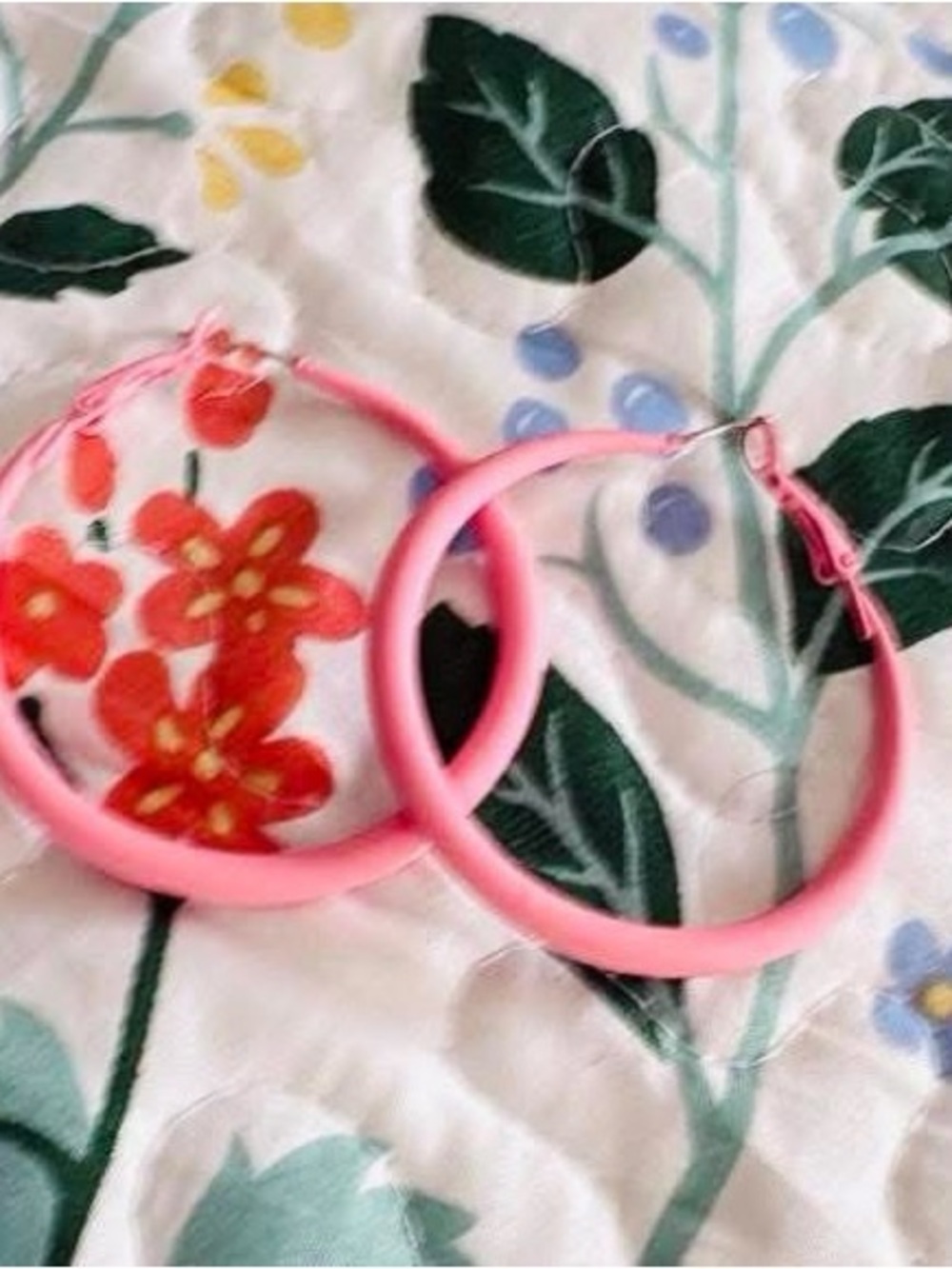 Women's Pink Hoop Earrings - Lightweight Fashion Hoops